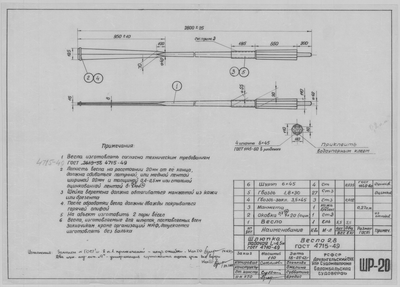 ШР_20_ШлюпкаРабочая_4,5метра_Весло_2,8метра_1962